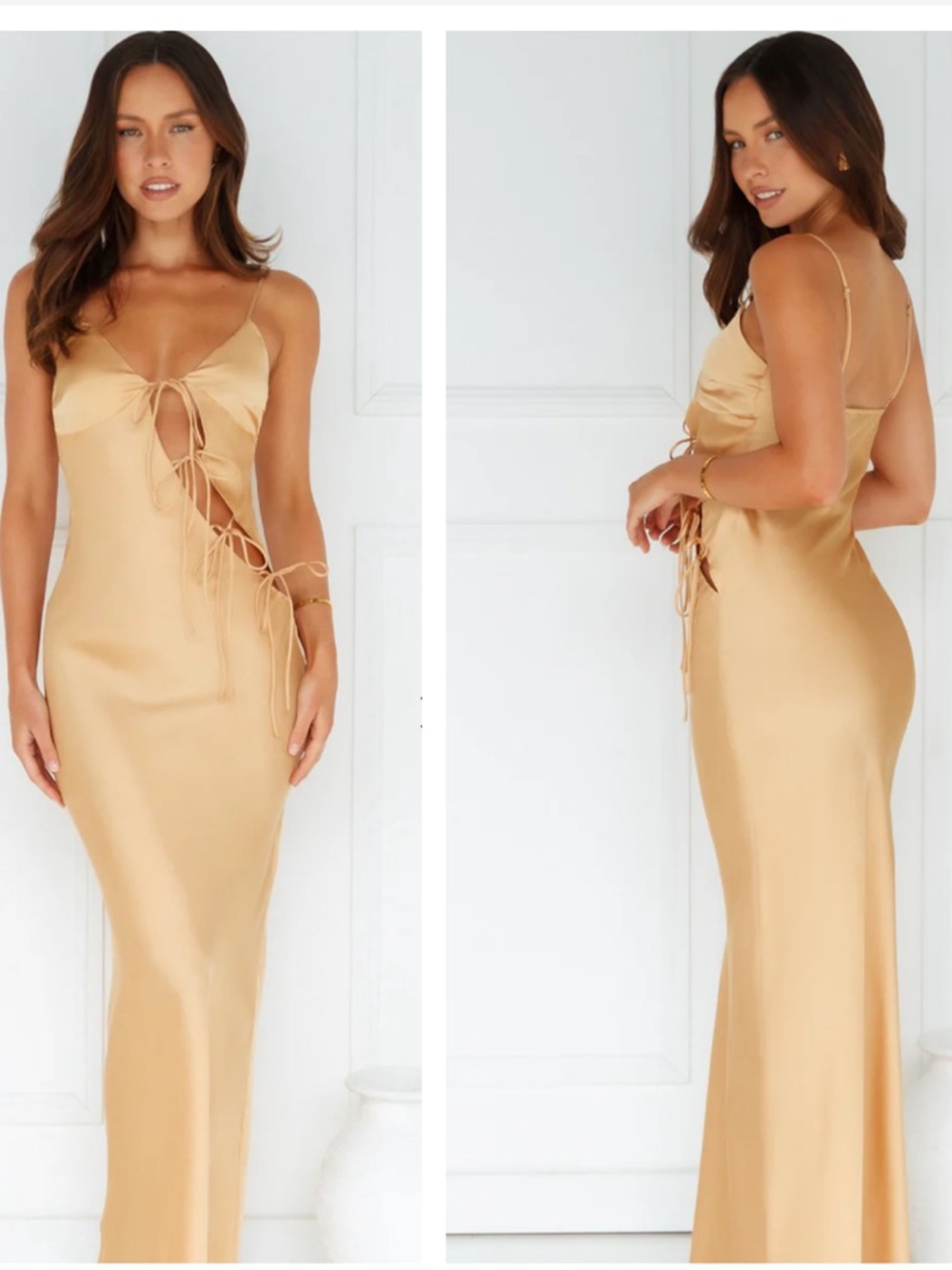LIONESS About A Girl Maxi Dress in Gold